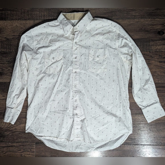 Ely Cattleman White Aztec Pearl Snap Shirt Mens 2XL Cowboy Western Long Sleeve - Picture 8 of 15
